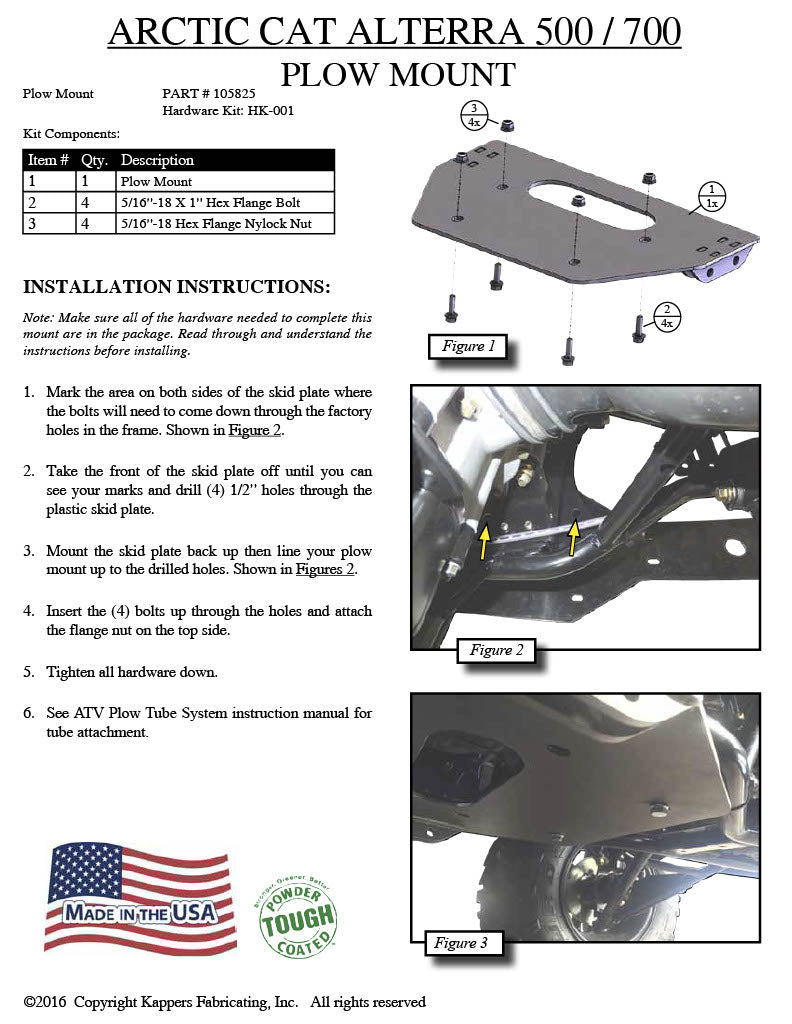 Arctic Cat 570 ALTERRA (XT,EPS) ATV - KFI Plow Mount 105825