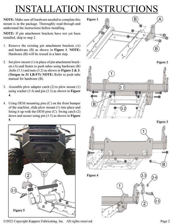 Polaris Ranger XP Kinetic (Base / Ultimate / Premium) 2023 - 2024 - KFI Plow Kit 106345