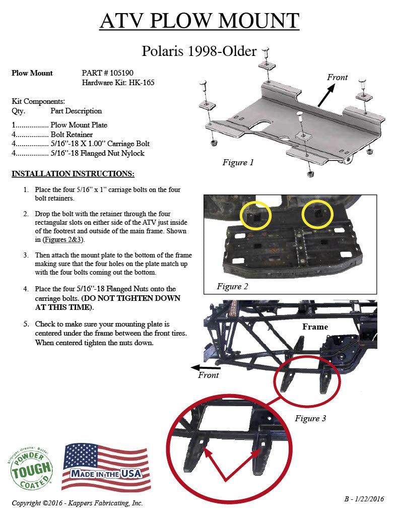 Polaris Big Boss 6x6 400L - 1995 ATV KFI Plow Mount 105190