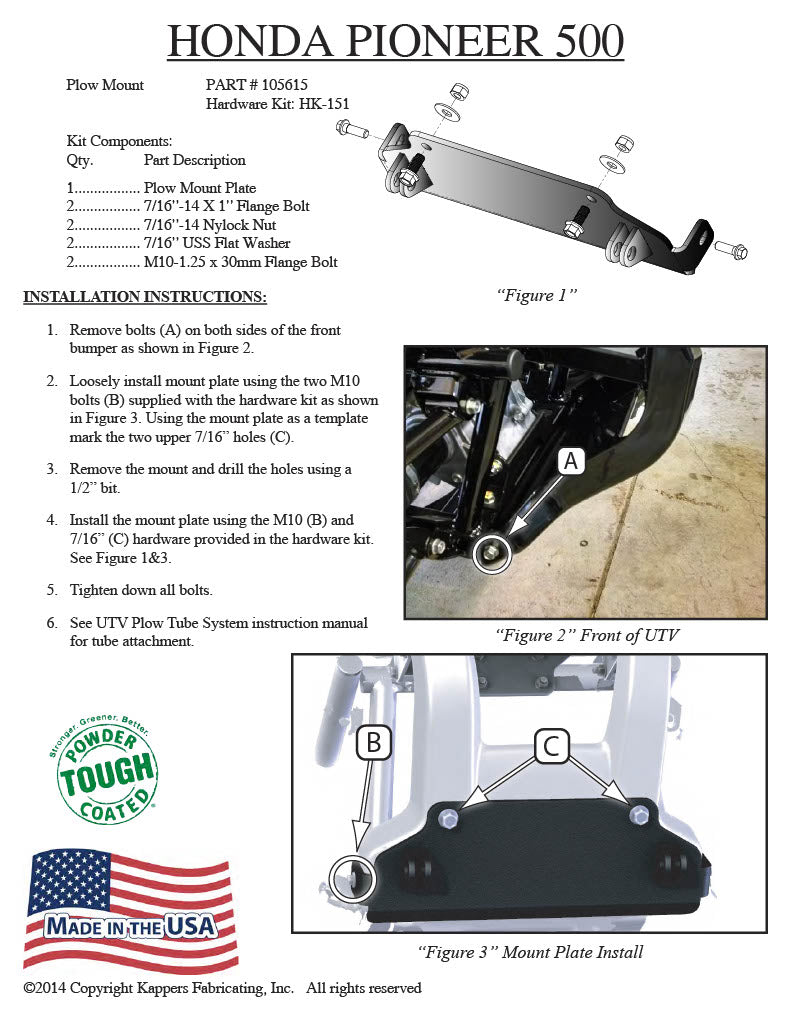 KFI PLOW MOUNT KIT 105615