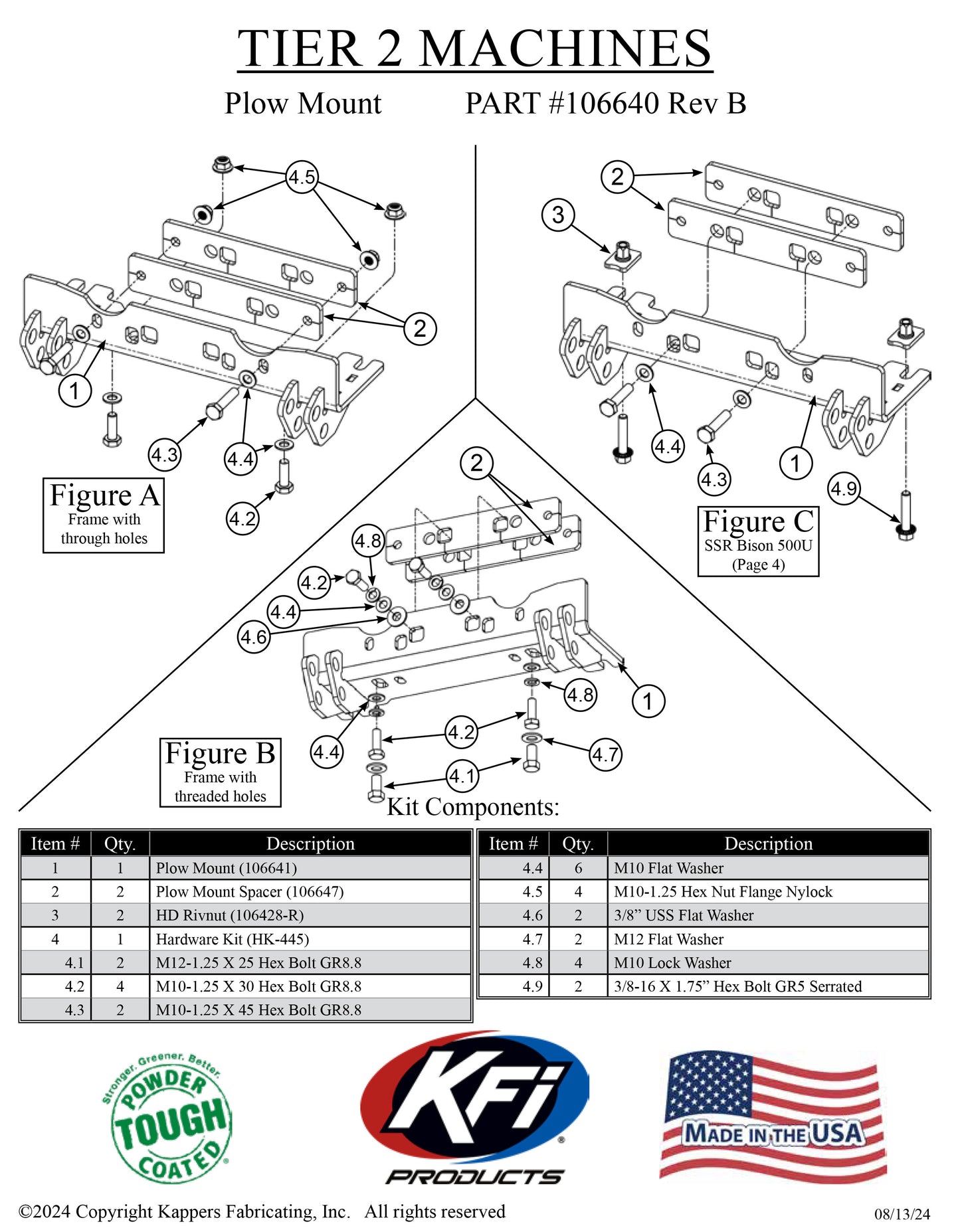 Bennche Cowboy 500 and 700 - 2015-2016  - KFI Snow Plow 106640