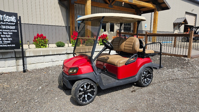 Club Car Tempo 48V Ruby Red with Custom Wheels