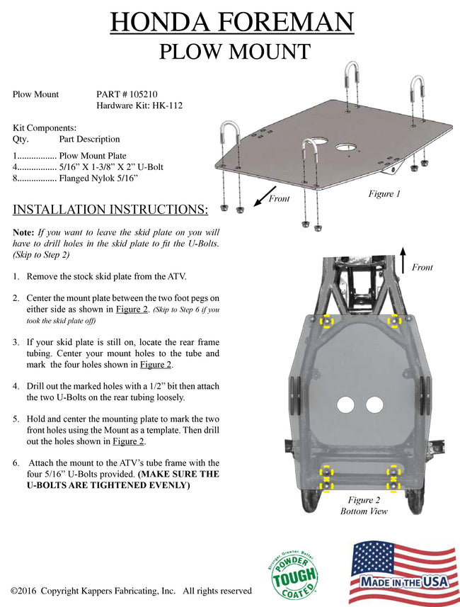 KFI ATV PLOW MOUNT 105210