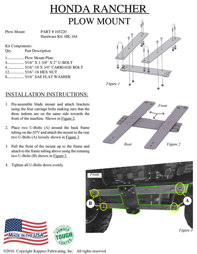 KFI ATV PLOW MOUNT 105220