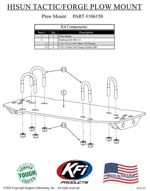 Hisun Forge 450 - 2015-2016 ATV    KFI Plow Mount 106150