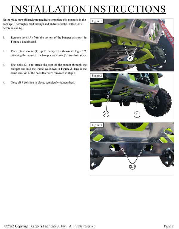 Segway Fugleman UT10X (X/S/P/CREW)  - KFI UTV Plow Kit 106480