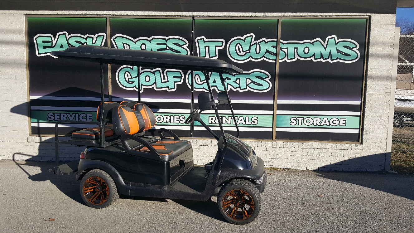 2011 Club Car Precedent Electric Golf Cart - Black and Orange - SOLD