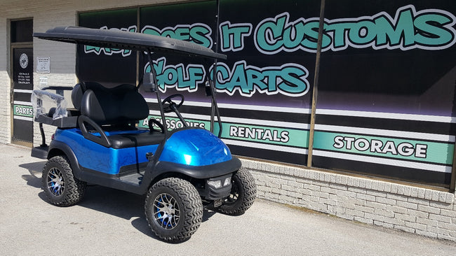 2011 Electric Club Car Precedent Golf Cart with Teal Flame Custom Body - SOLD