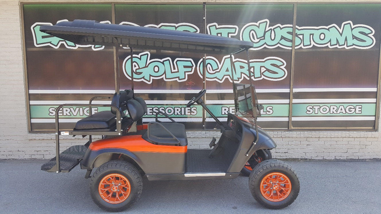 2012 Electric EZGO TXT Golf Cart with Black and Orange Matte Body - SOLD