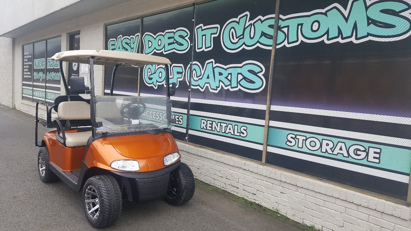 2016 EZGO RXV Electric Golf Cart with New Sunburst Orange Body *SOLD*