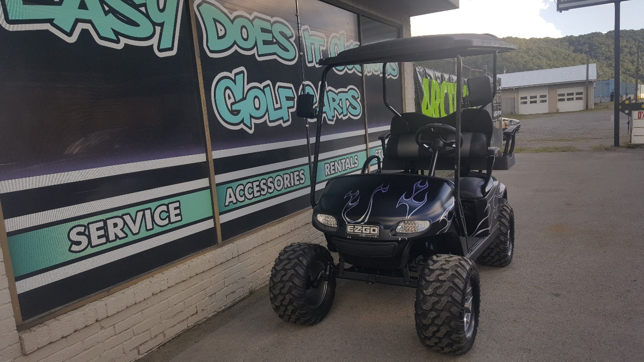 2015 EZGO TXT Electric Golf Cart with Purple Tribal Body - SOLD