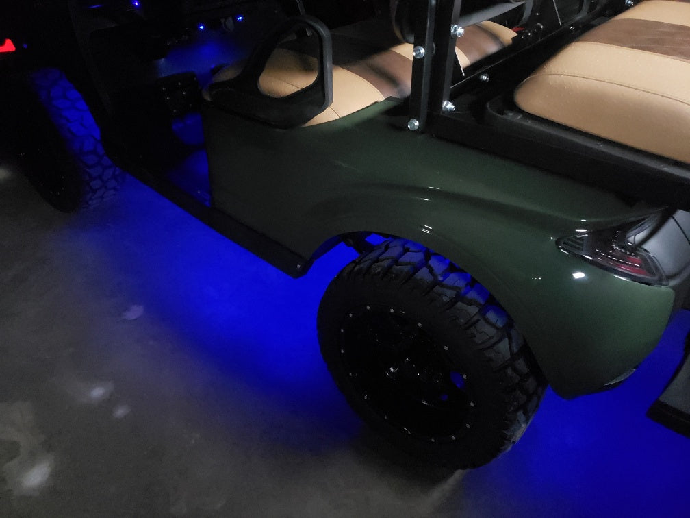 EZGO TXT ELECTRIC 48V CUSTOM GOLF CART - FOREST GREEN STORM *SOLD*