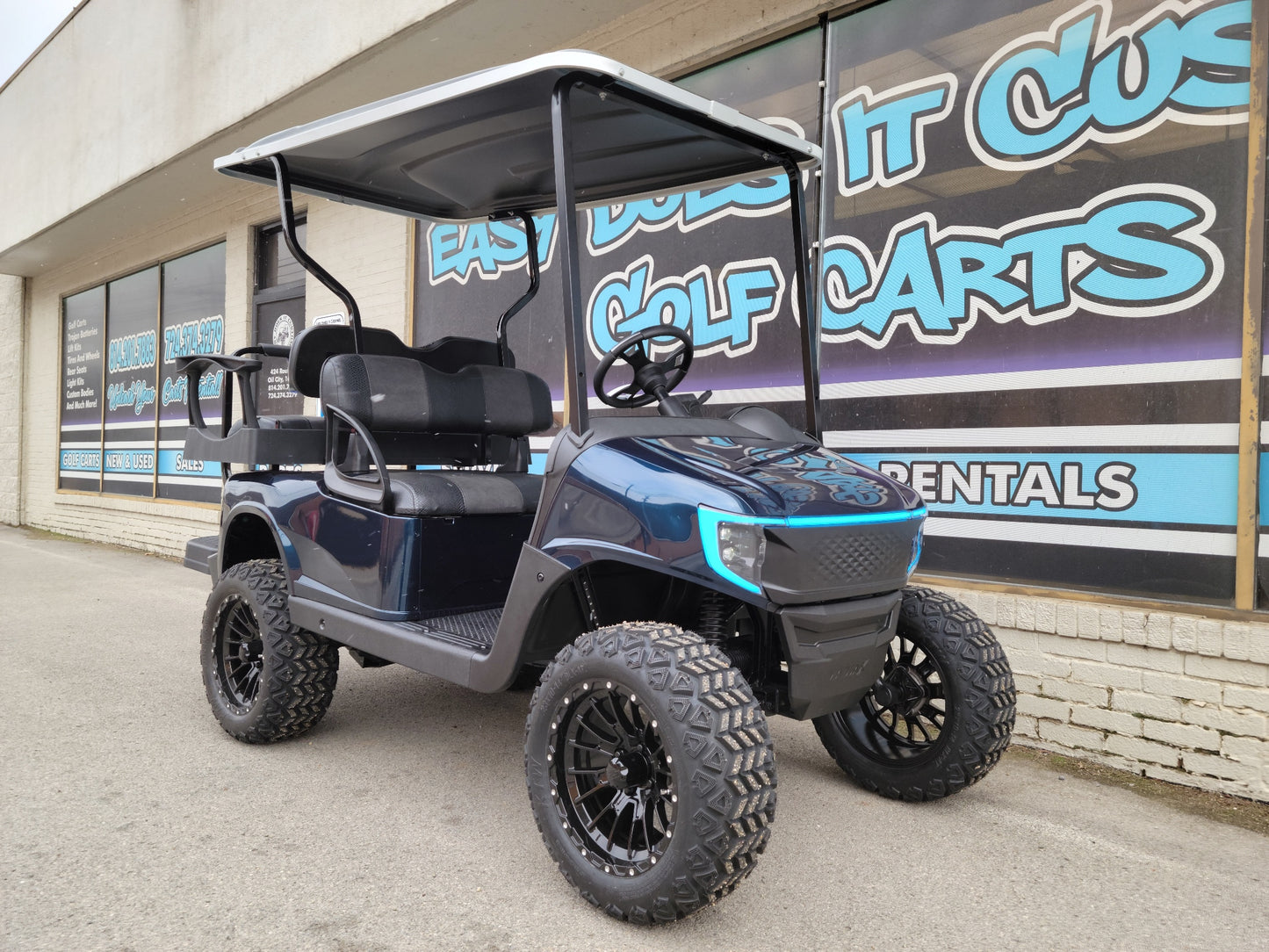 2017 Electric EZGO RXV Golf Cart - Deep Sea Metallic APEX Body *SOLD*