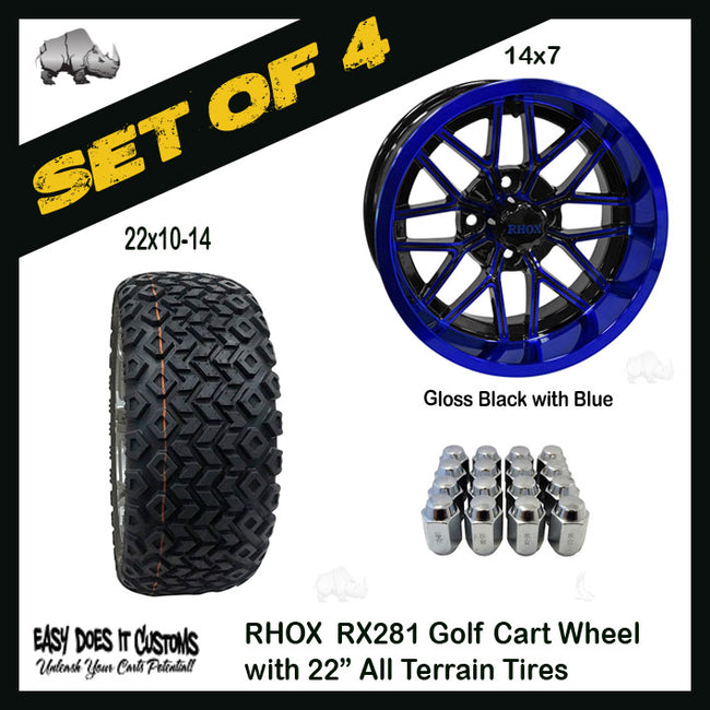 RHOX TIR-RX281BBL, Gloss Black with Blue, 14x7 ET-25