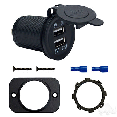 Power Socket, USB Dual Port 1A/2.1A