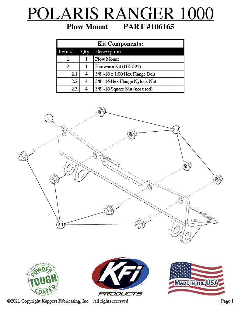 Bobcat UV34 / 3400 Series / 3600 Series 2015 - Current KFI Snow Plow Kit - 106165