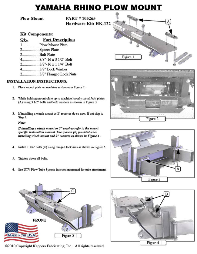 KFI PLOW MOUNT KIT 105265