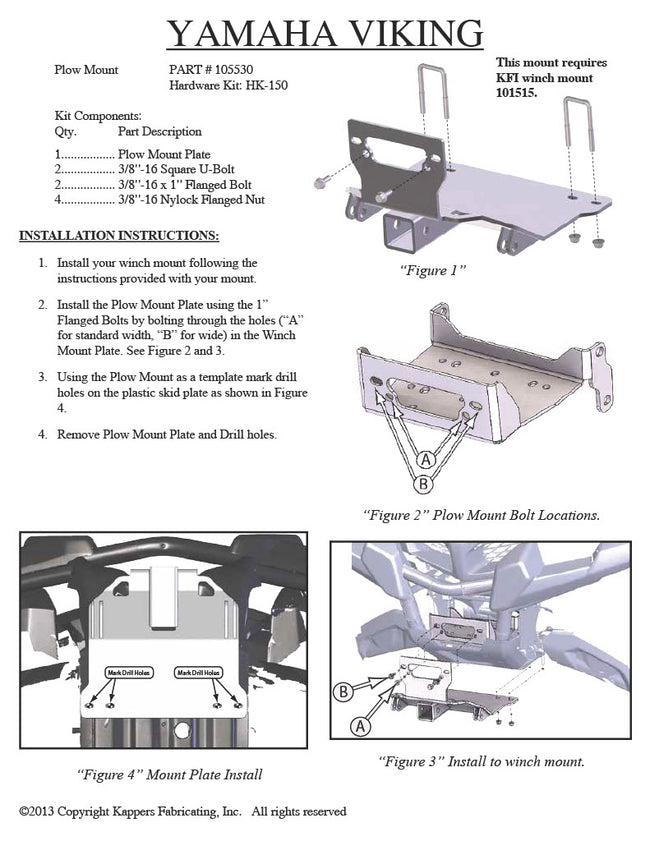 KFI PLOW MOUNT KIT 105530