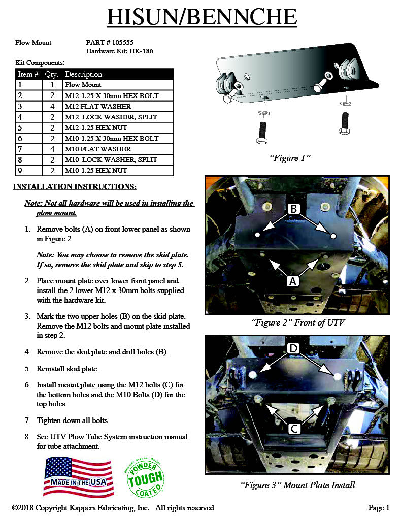 KFI PLOW MOUNT KIT 105555