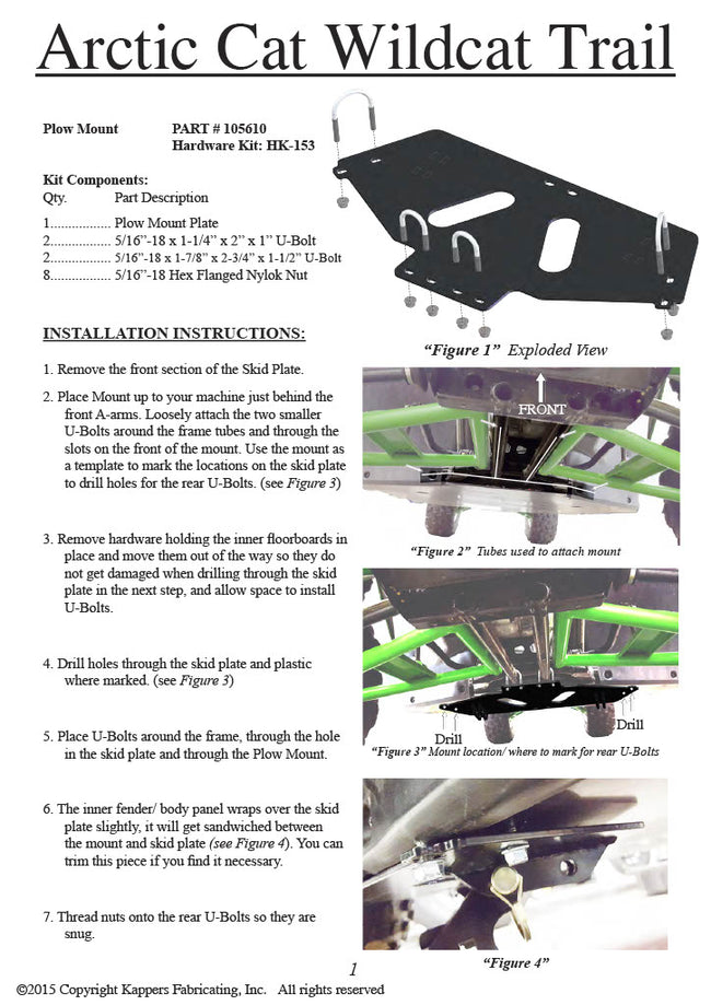 Textron Off-Road Wildcat Trail/Sport 2018 ATV  KFI Plow Mount 105610