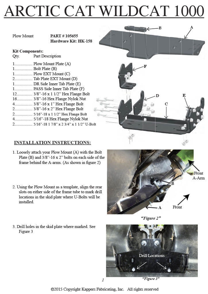 2018 WILDCAT 1000 - KFI ATV PLOW MOUNT 105655