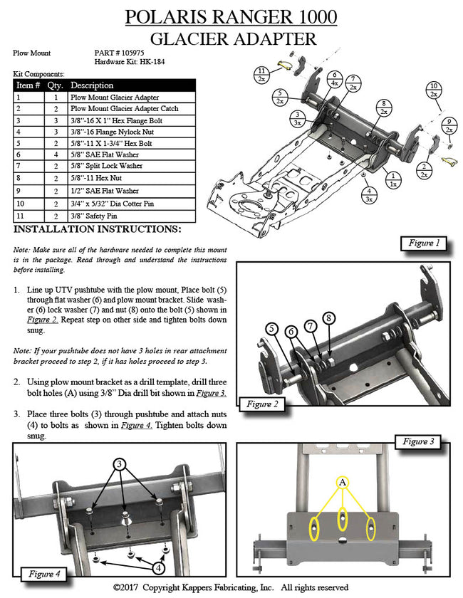 Polaris Ranger 1000 Plow Mount 105975