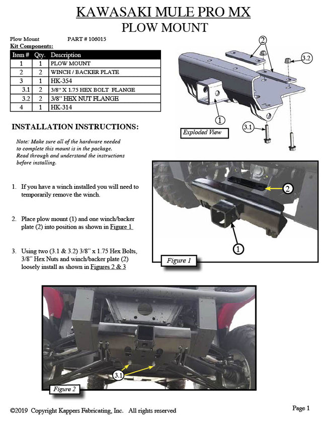 KAWASAKI UTV 700 Mule PRO-MX KFI 2019-2025