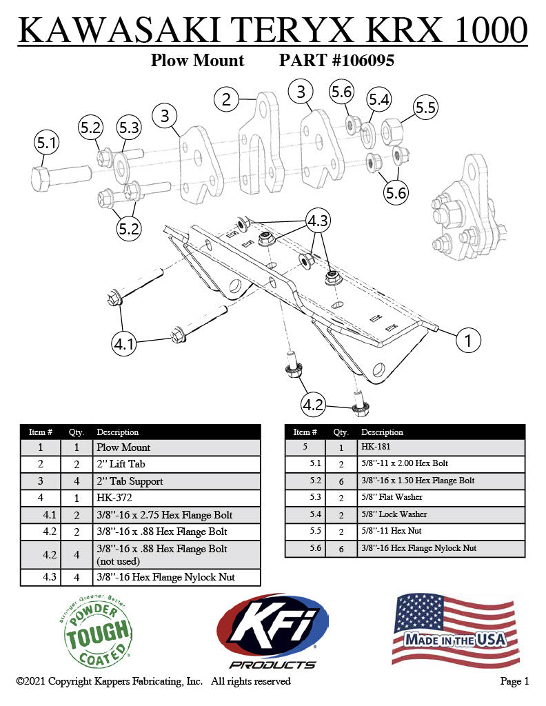 KAWASAKI UTV TERYX KRX 1000 KFI 2020-2023