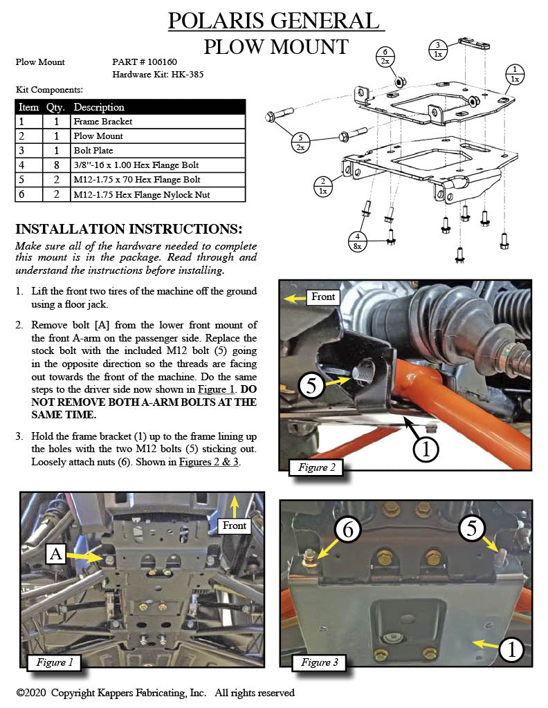 POLARIS GENERAL XP 1000 / GENERAL XP 4 1000 2020-2026      106160