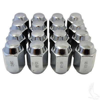 Chrome Closed End Standard 1/2"-20, OD 3/4" Lug Nut, Box of 16