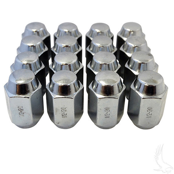 Chrome Closed End Standard 1/2"-20, OD 3/4" Lug Nut, Box of 16