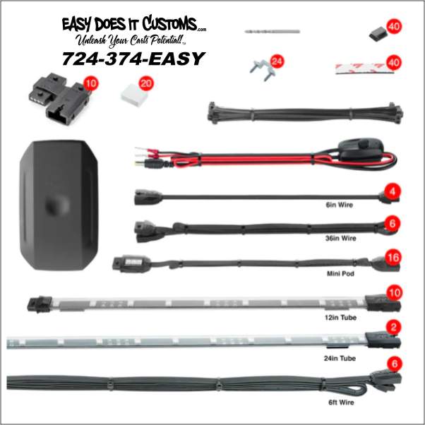 Golf Cart LED Accent Light Kit use with XKCHROME Smartphone App